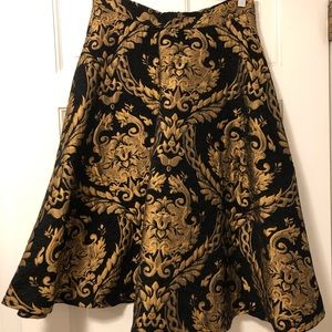 CHICWISH GOLDEN BOUQUET JACQUARD MIDI SKIRT